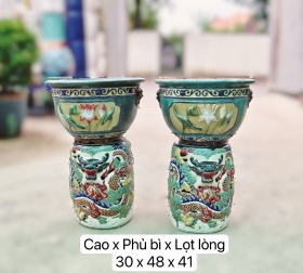 COMBO ĐÔN TRỐNG THỦ CÔNG VÀ CHẬU GIẢ CỔ