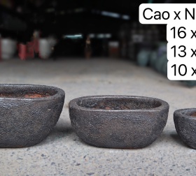 BỘ BA MEN SÔI OVAL ĐEN