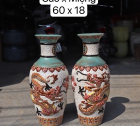 BÌNH HOA RÔNG GIẢ CỔ ĐẶP NỔI