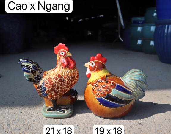 TƯỢNG GỐM GÀ TRE