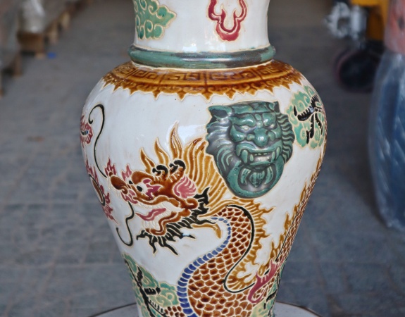 BÌNH HOA LONG PHỤNG MIỆNG LOE TRẮNG