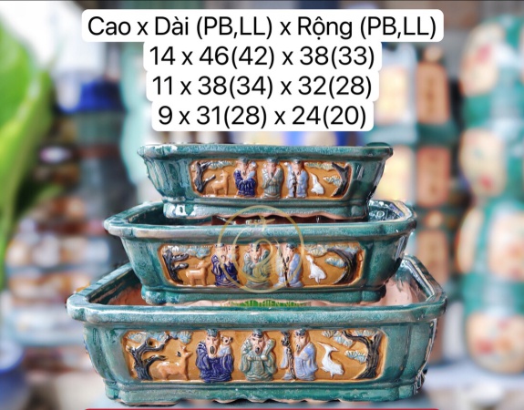 BỘ 3 CHẬU CHỮ NHẬT PHÚC LỘC THỌ
