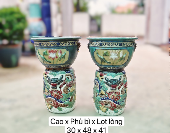 COMBO ĐÔN TRỐNG THỦ CÔNG VÀ CHẬU GIẢ CỔ