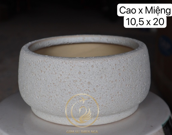 CHẬU MEN SÔI NHỎ INDOOR 10.5x20 TRẮNG