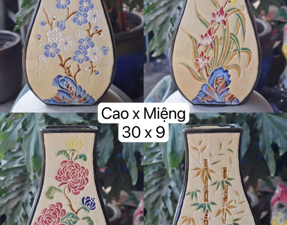 BÌNH BÁCH HOA VUÔNG MAI LAN CÚC TRÚC